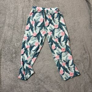 Girls Swimwear Floral Fun Beach Pool Cover Up Pants Green Adorable Sz 9Y